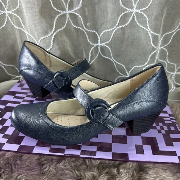 (Q7) LifeStride Rozz Women's Navy Mary Jane Pumps, Size 9M - Picture 5 of 11